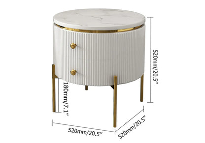 Round Faux Marble Gold Side Table