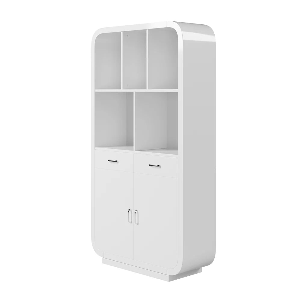 White Bookcase with Doors Modern Etagere Bookcase with Drawers