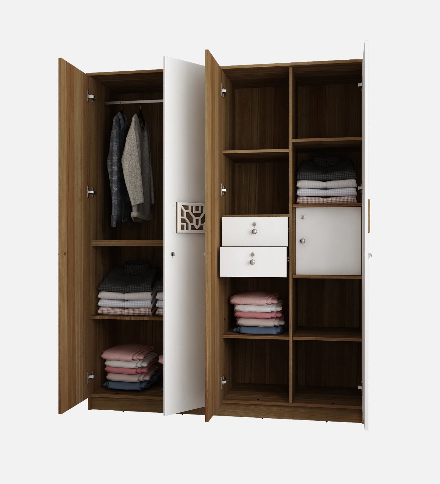 Wardrobe in Lyon Teak & White Finish