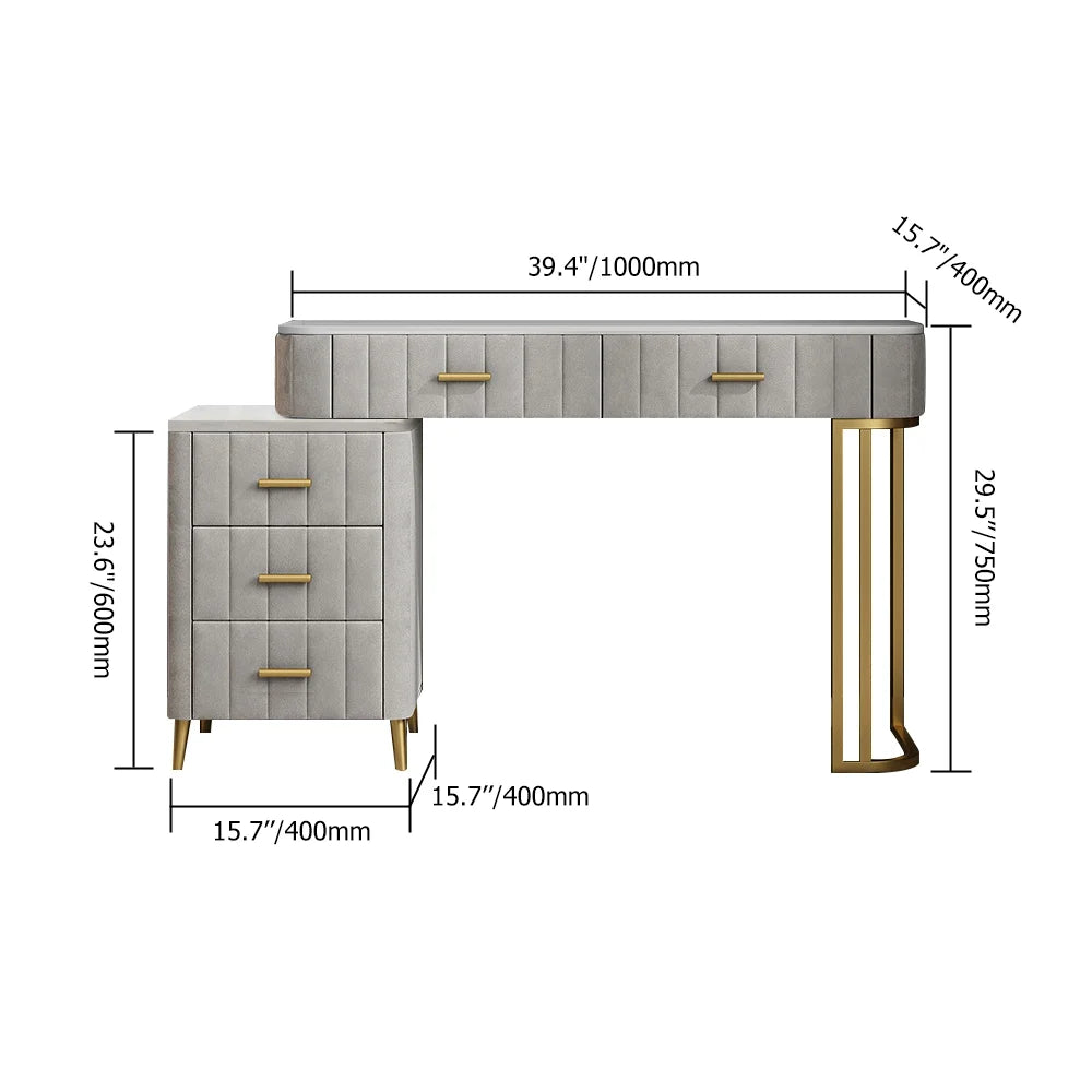 Modern Velvet Upholstered Makeup Vanity  Dressing Table