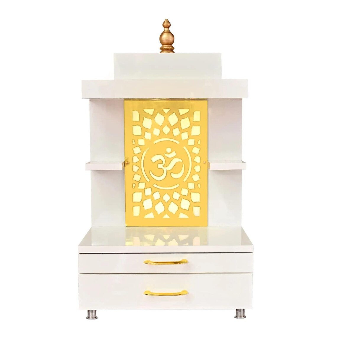 Wooden White Designer Mandir For Home And Office