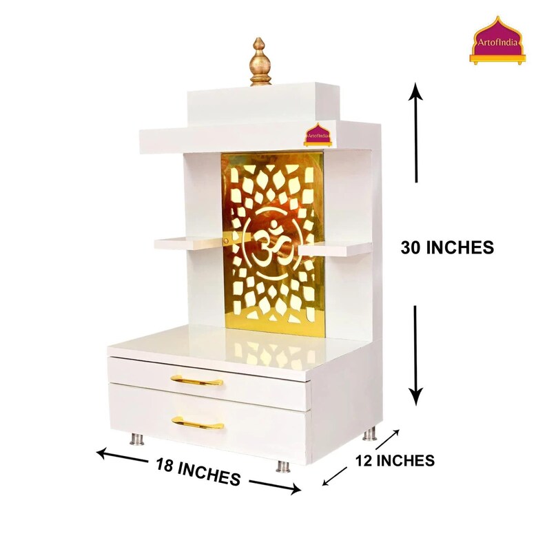 Wooden White Designer Mandir For Home And Office