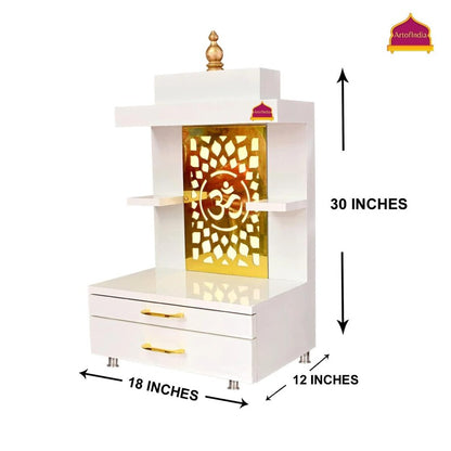 Wooden White Designer Mandir For Home And Office