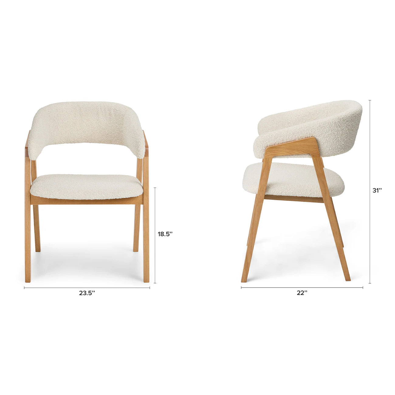 Josra Dining Chair - Oak and Ivory Bouclé