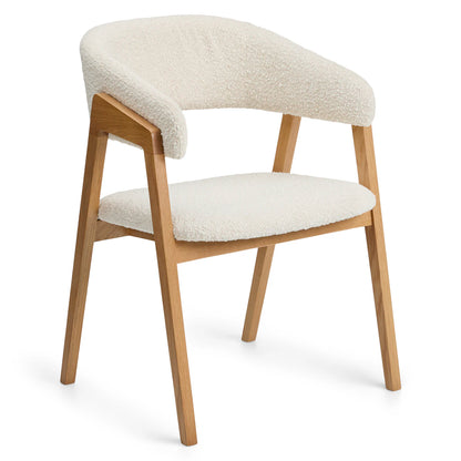 Josra Dining Chair - Oak and Ivory Bouclé