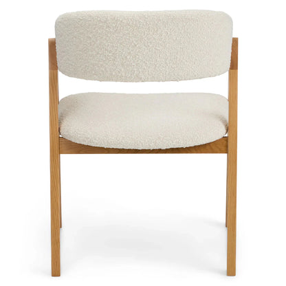 Josra Dining Chair - Oak and Ivory Bouclé