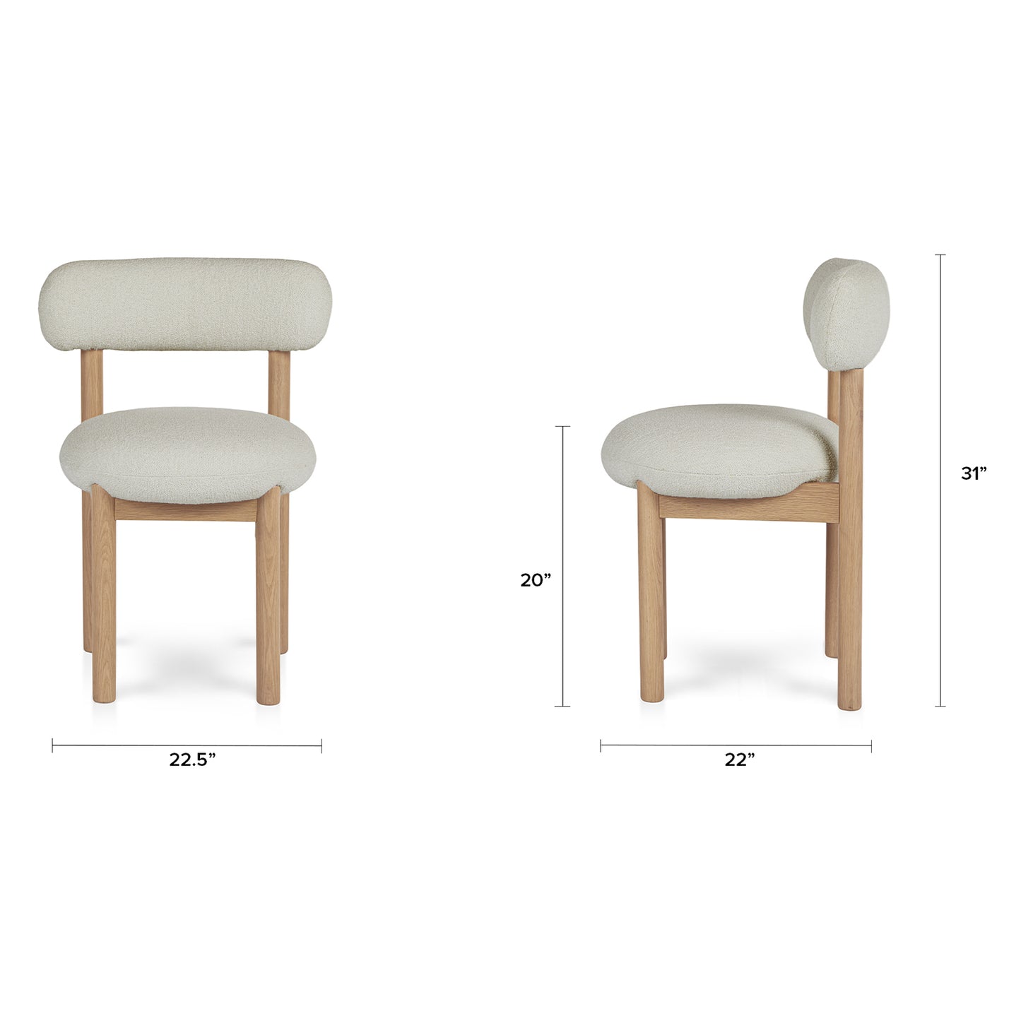 Munk Dining Chair - White Oak and Ivory Wool Bouclé