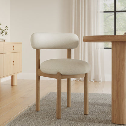 Munk Dining Chair - White Oak and Ivory Wool Bouclé