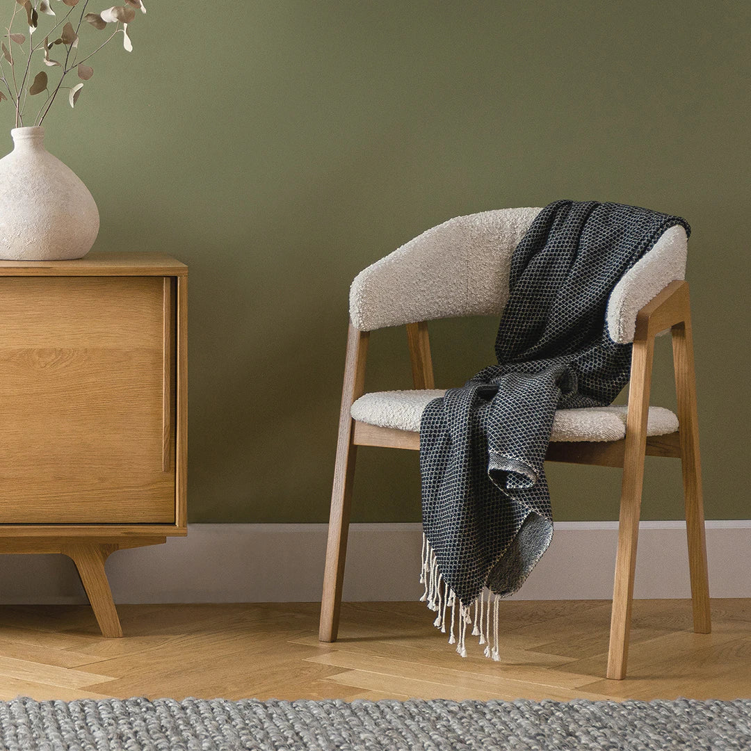 Josra Dining Chair - Oak and Ivory Bouclé