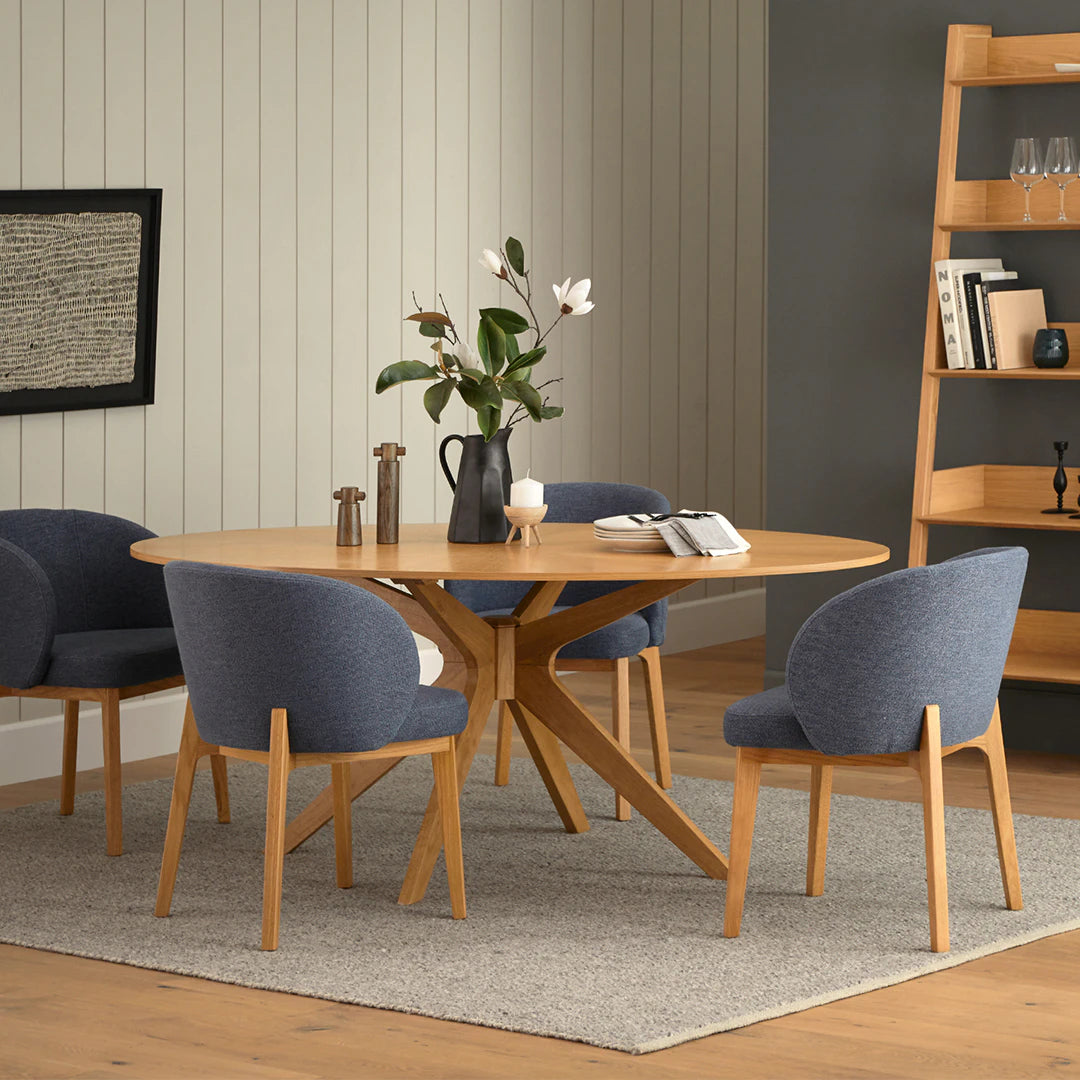 Alta Dining Armchair - Oak and Nocturnal Blue