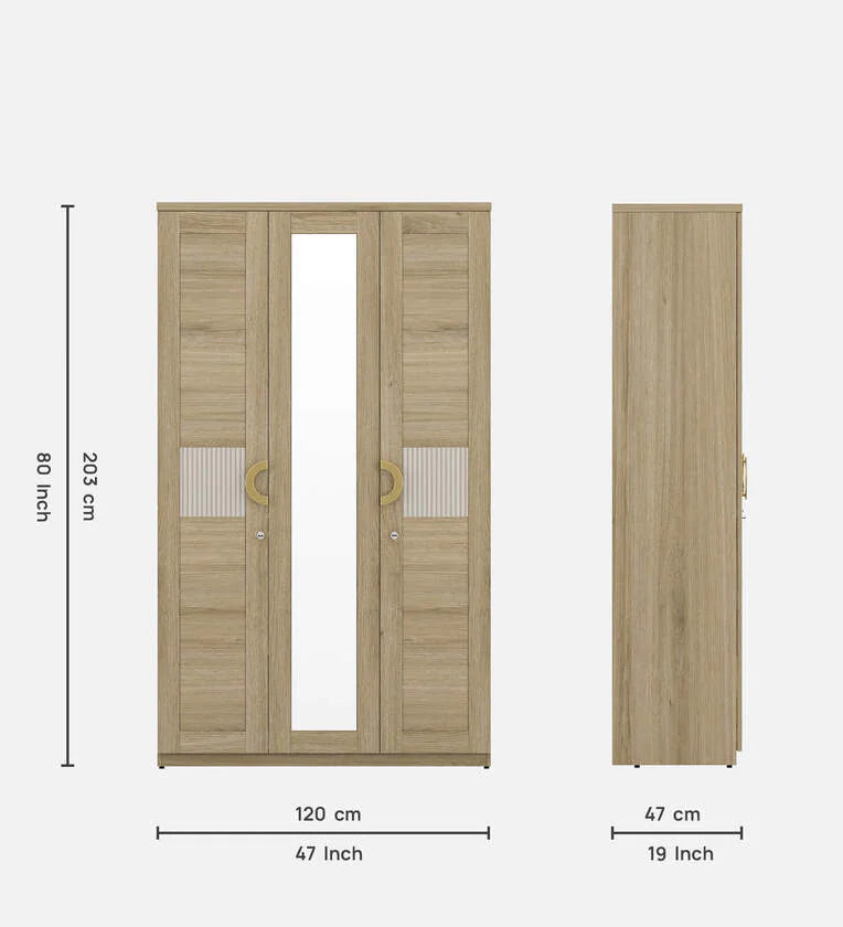 Jovana 3 Door Wardrobe In Santano Oak