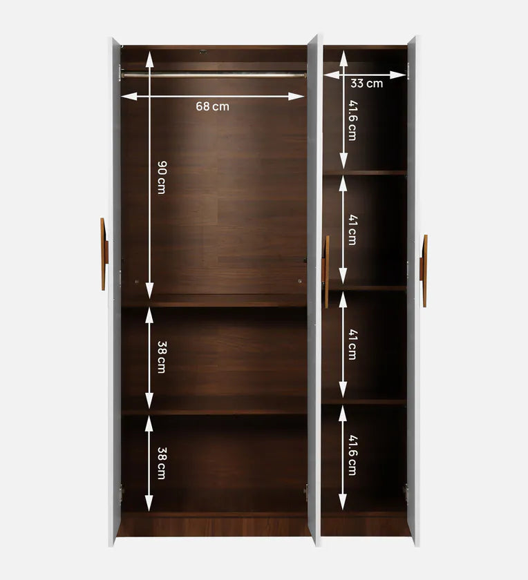 Maya 3 Door Wardrobe In Teak & White Finish