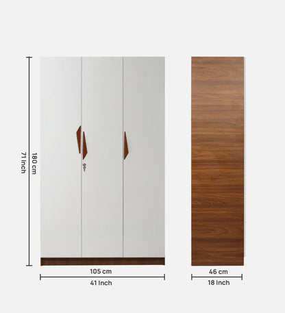 Maya 3 Door Wardrobe In Teak & White Finish