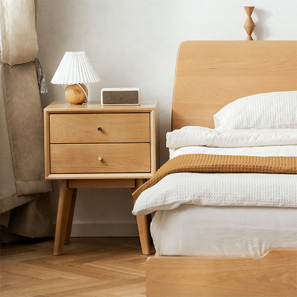 White Oak Wood Bedside Table